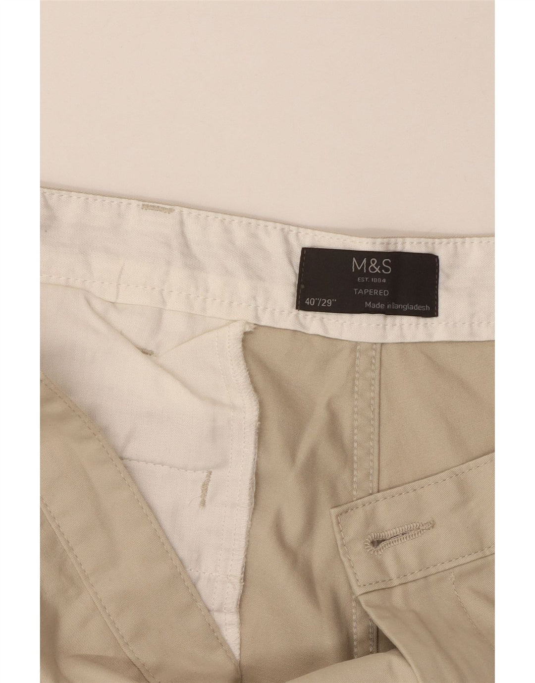 Marks & Spencer Herre Tapered Chino Bukser W40 L29 Beige Bomuld