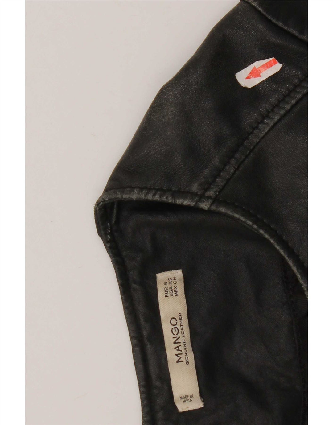 Mango Womens Crop Læderjakke UK 10 Small Black