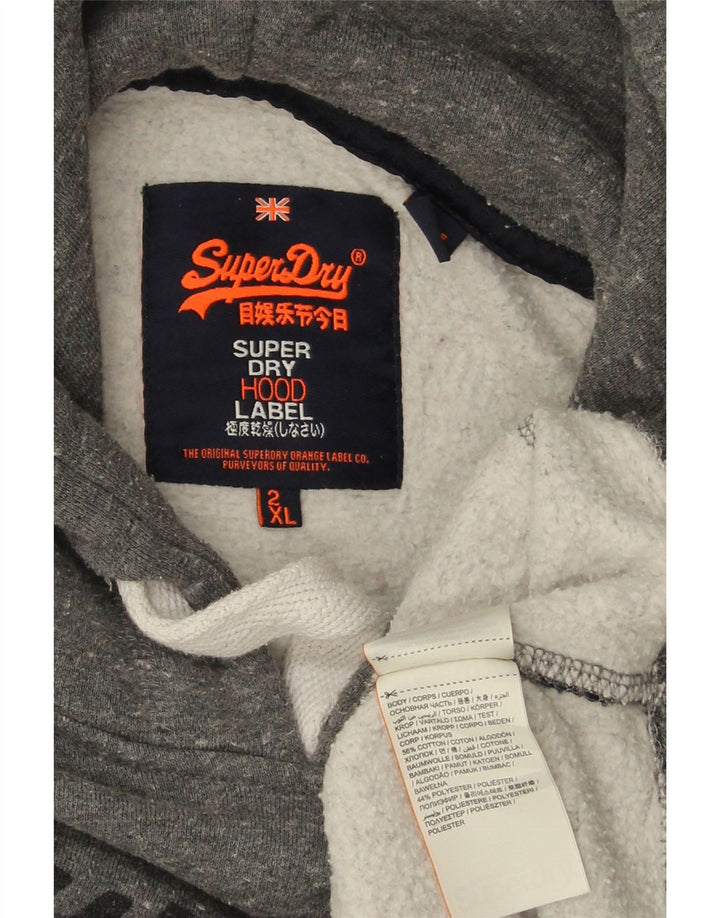 SUPERDRY Grafisk hættetrøje til mænd 2XL Grå Flecked Bomuld