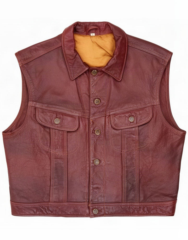Conbipel Herre Læder Gilet UK 40 Large Burgundy