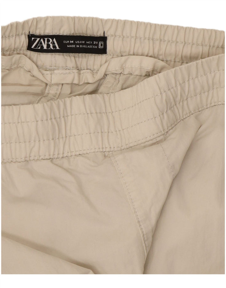 Zara Dame Straight Cargo Bukser Medium W31 L29 Beige Bomuld
