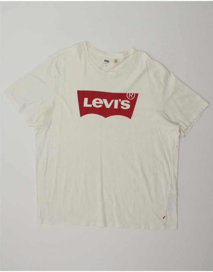LEVI'S Mens Graphic T-Shirt Top 2XL White Cotton Vintage Levi's and Second-Hand Levi's from Messina Hembry 