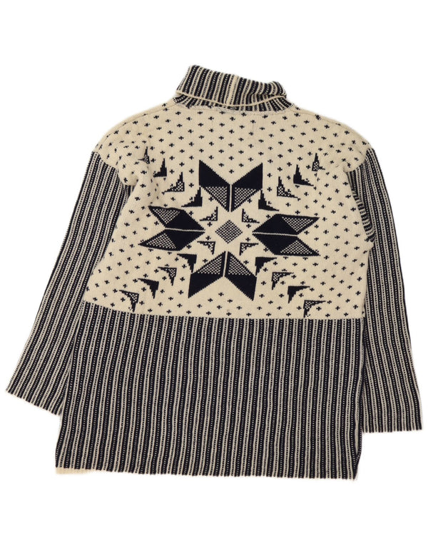 Ermenegildo Zegna Herre Roll Neck Jumper Sweater Large Navy Blue Fair Isle