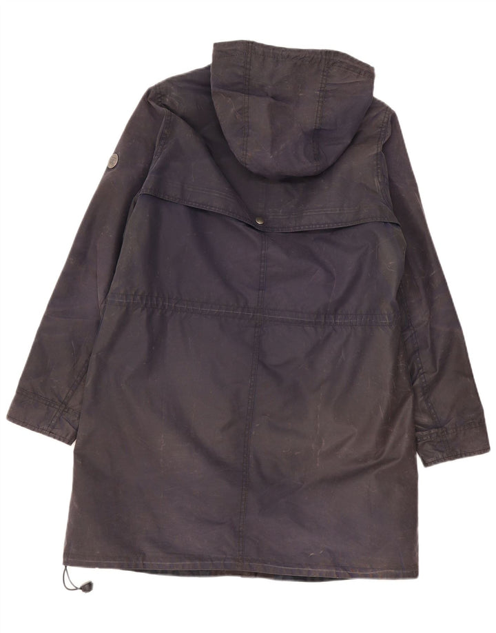 Barbour Dame Hætte Vokset Parkajakke UK 12 Medium Navy Blue