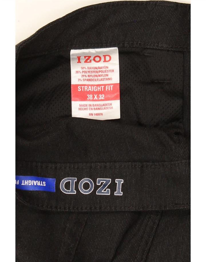 IZOD Mens Straight Casual Trousers W38 L32 Black Rayon Vintage Izod and Second-Hand Izod from Messina Hembry 