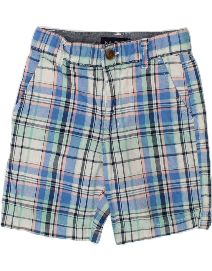 NAUTICA Boys Chino Shorts 3-4 Years W20  Blue Check Cotton Vintage Nautica and Second-Hand Nautica from Messina Hembry 