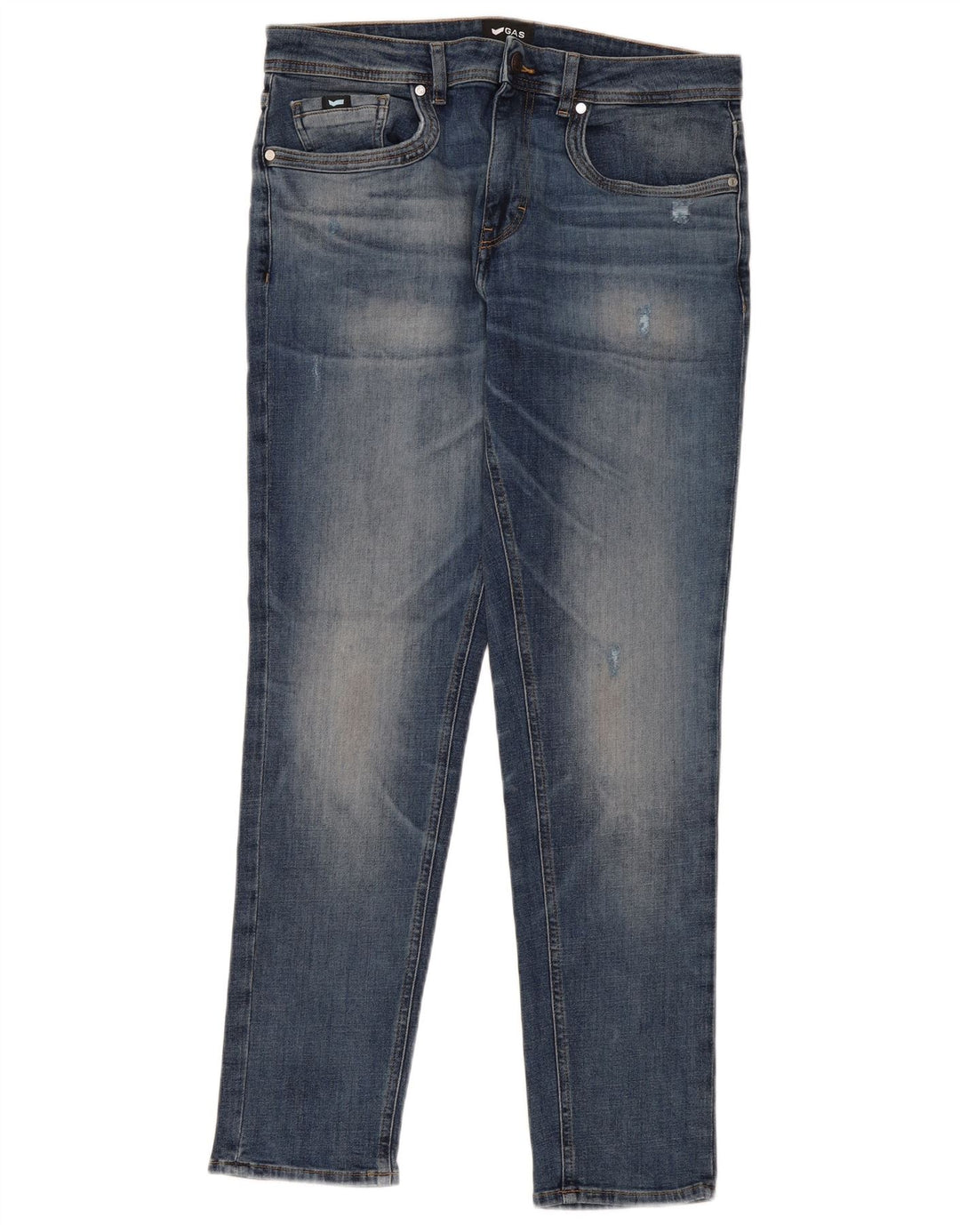 Gas Distressed Slim Jeans til mænd W33 L30 Blå