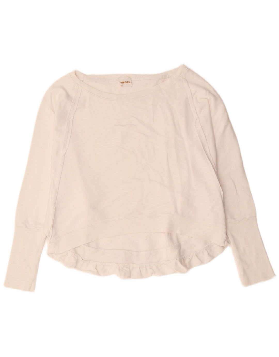 Diesel Dame Oversized Sweatshirt Jumper UK 14 Medium Hvid Bomuld