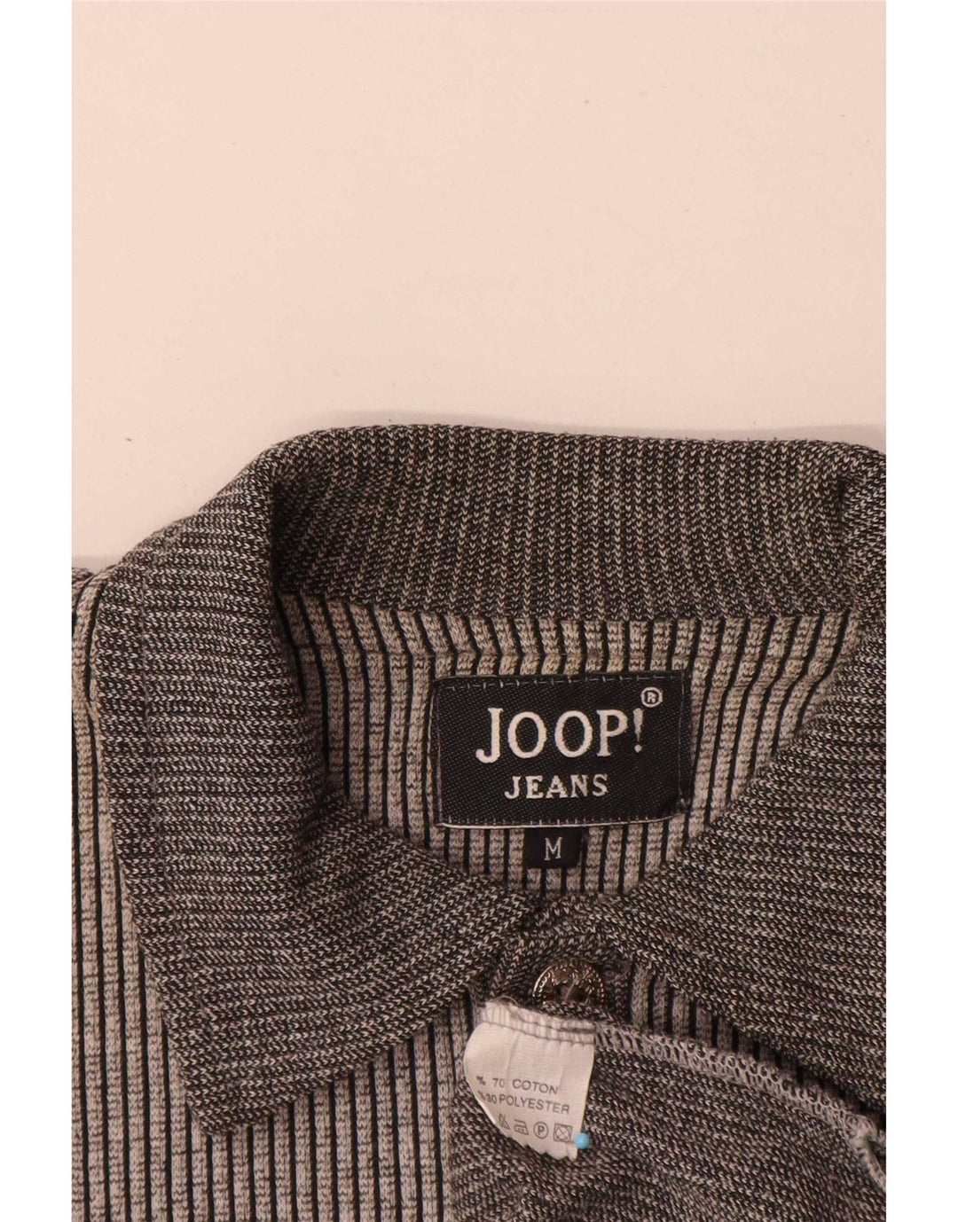 Joop Herre Polo Shirt Medium Grey Pinstripe Bomuld
