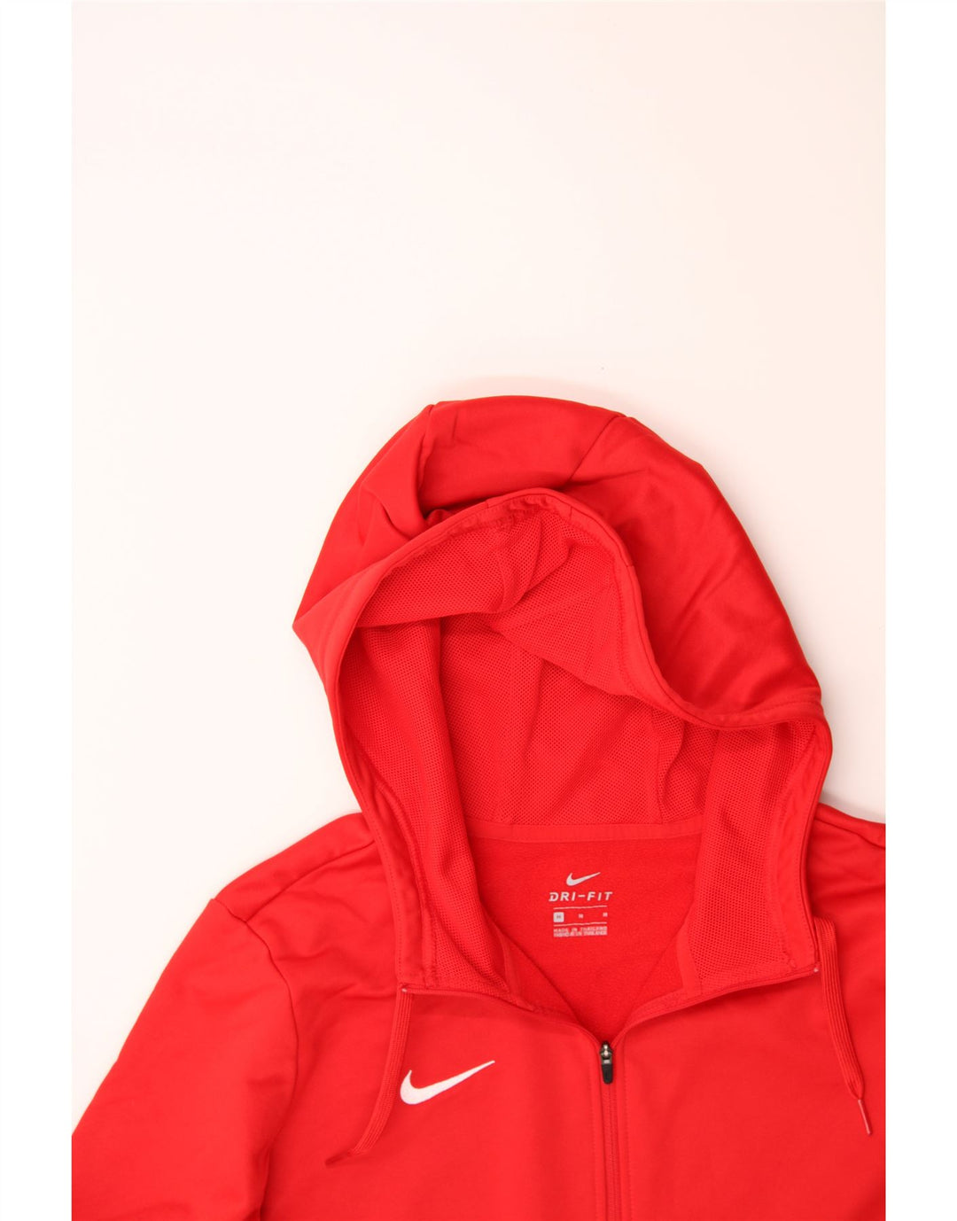 NIKE Mens Zip Hoodie Sweater Medium Red Polyester Vintage Nike and Second-Hand Nike from Messina Hembry 