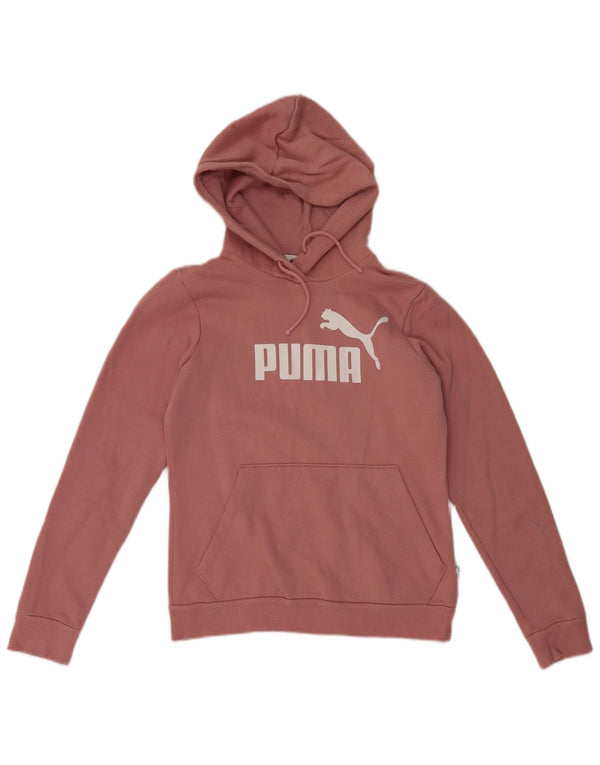 Puma Graphic Hoodie Jumper UK 10 Small Pink Bomuld