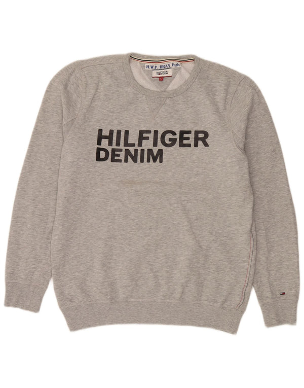 Tommy Hilfiger Herre Grafisk Sweatshirt Jumper Stor Grå Bomuld