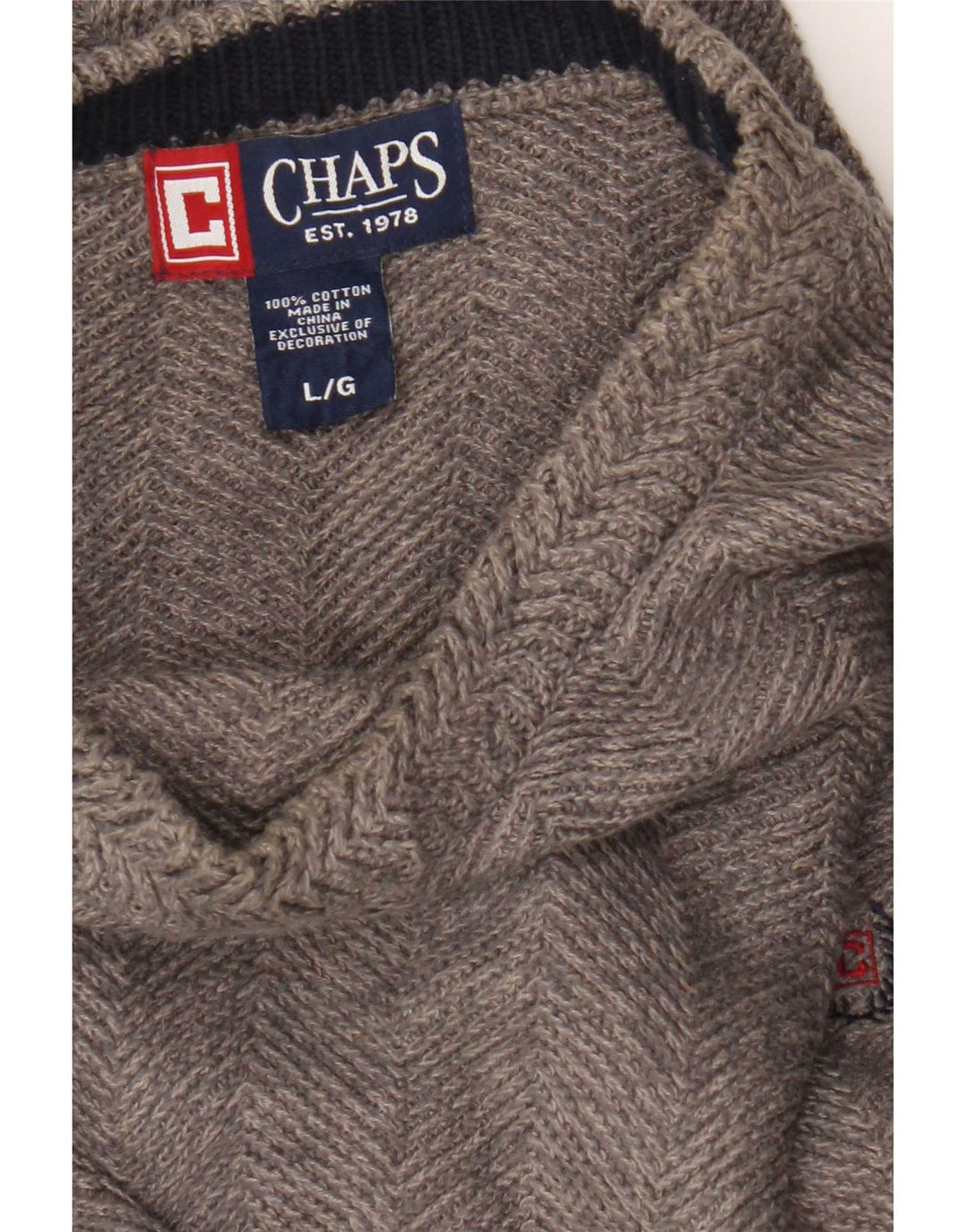 Chaps Herre Crew Neck Jumper Sweater Stor grå sildebensbomuld