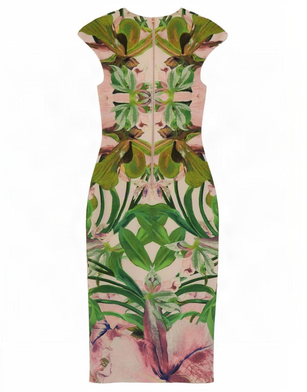 Ted Baker Womens Bodycon Kjole Størrelse 1 XS Flerfarvet blomsterpolyester