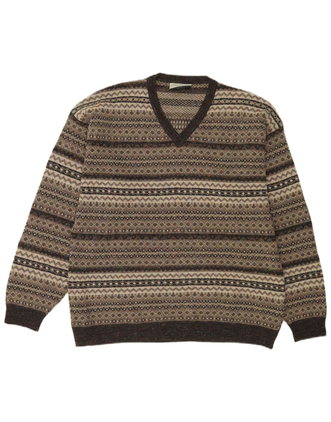Enzo Goti Herre V-hals sweater Medium Grey Fair Isle Polyacryl