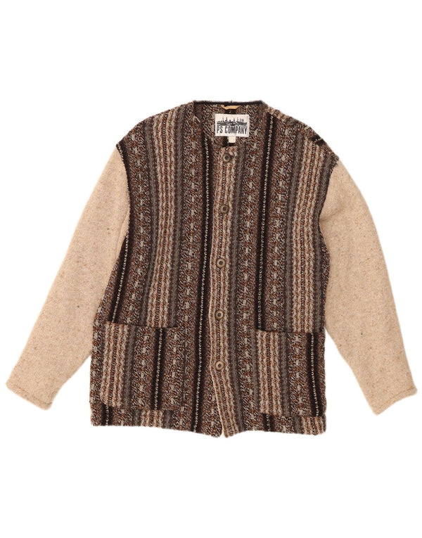 PS Company Herre cardigan sweater Medium brun stribet uld