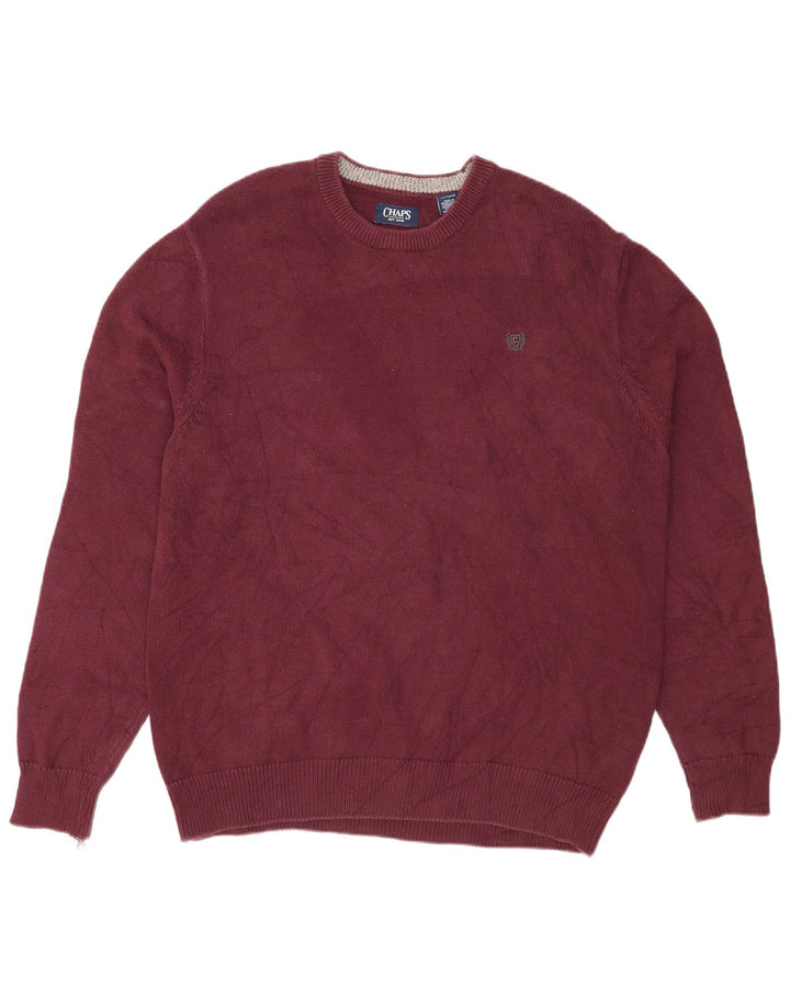 Chaps Herre Crew Neck Jumper Sweater XL Bourgogne bomuld
