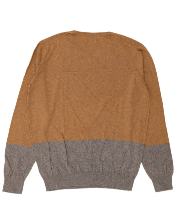 Massimo Dutti Herre trøjetrøje med rund hals Medium Brun Colourblock Bomuld