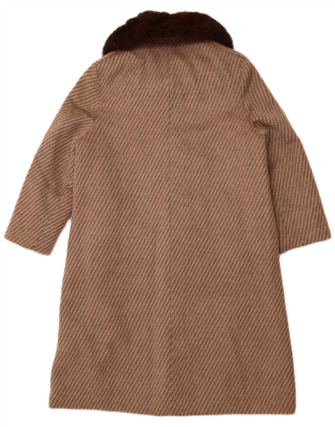 PELLICCERIA Dame Overfrakke UK 14 Stor Beige Stribet Ny Uld