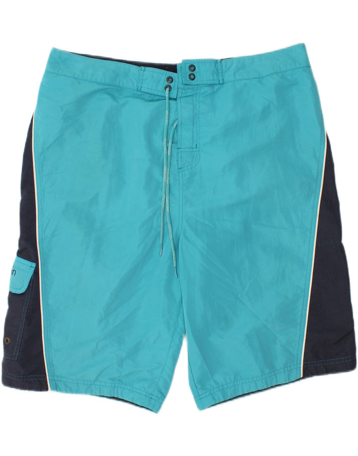 CALVIN KLEIN Mens Swimming Shorts XL  Blue Colourblock Polyester Vintage Calvin Klein and Second-Hand Calvin Klein from Messina Hembry 