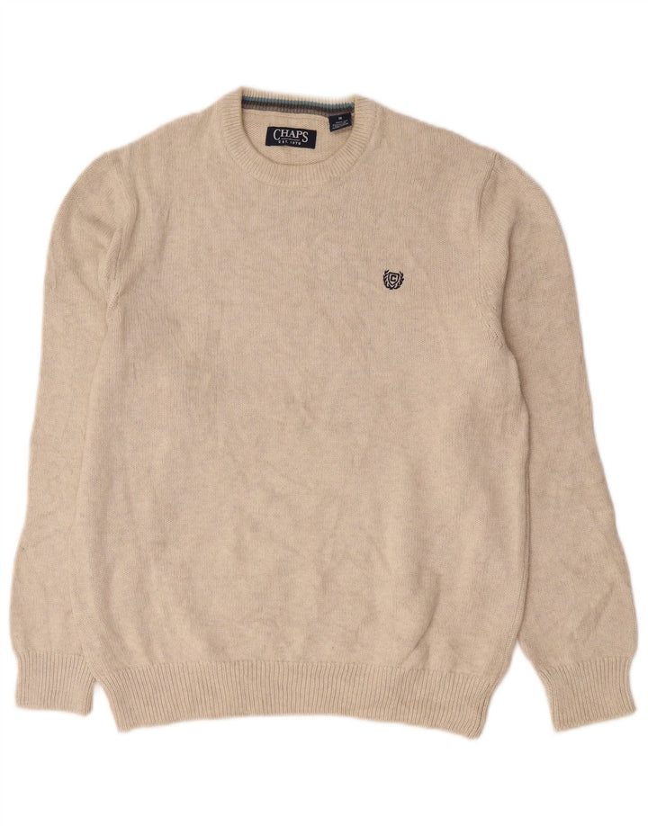 Chaps Herre Crew Neck Jumper Sweater Medium Off White Bomuld