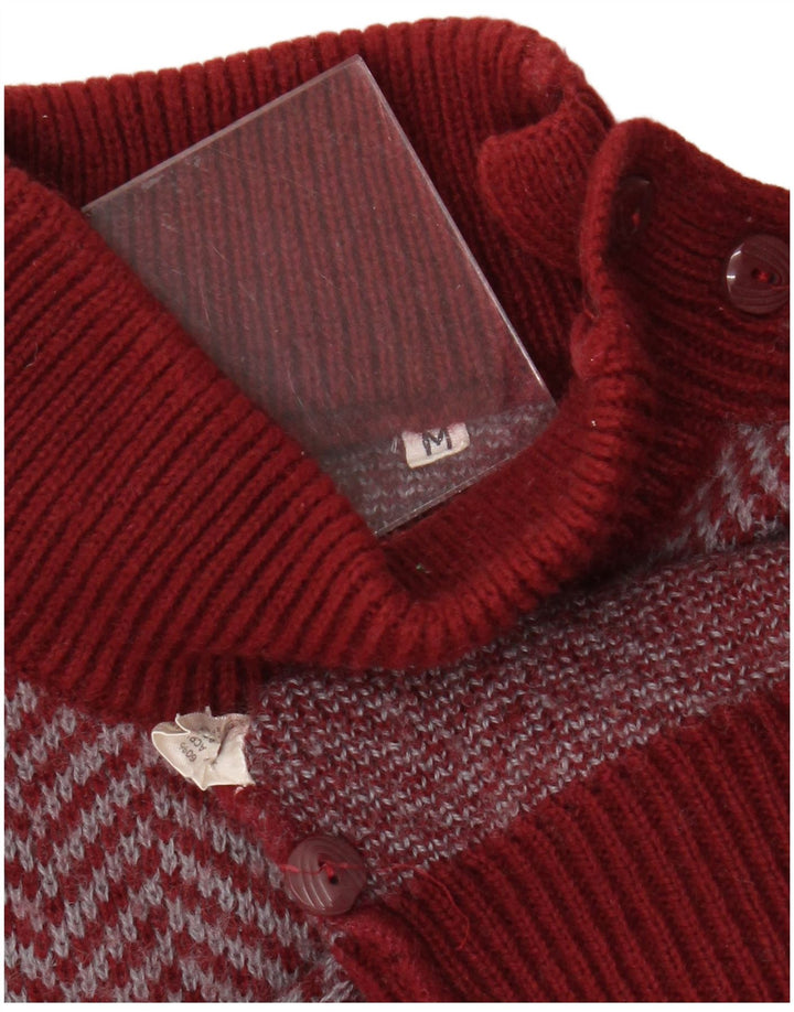 Vintage Womens Button Neck Jumper Sweater UK 12 Medium Red Acryl