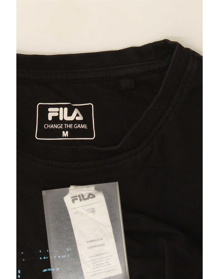 Fila Herre Grafisk T-Shirt Top Medium Sort Bomuld