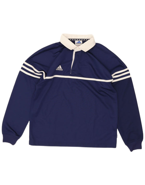 Adidas drenge langærmet rugby polo shirt 13-14 år marineblå farveblok