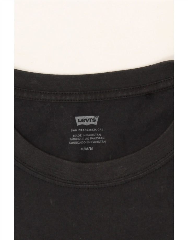 LEVI'S Womens Graphic T-Shirt Top UK 14 Medium Black Cotton Vintage Levi's and Second-Hand Levi's from Messina Hembry 