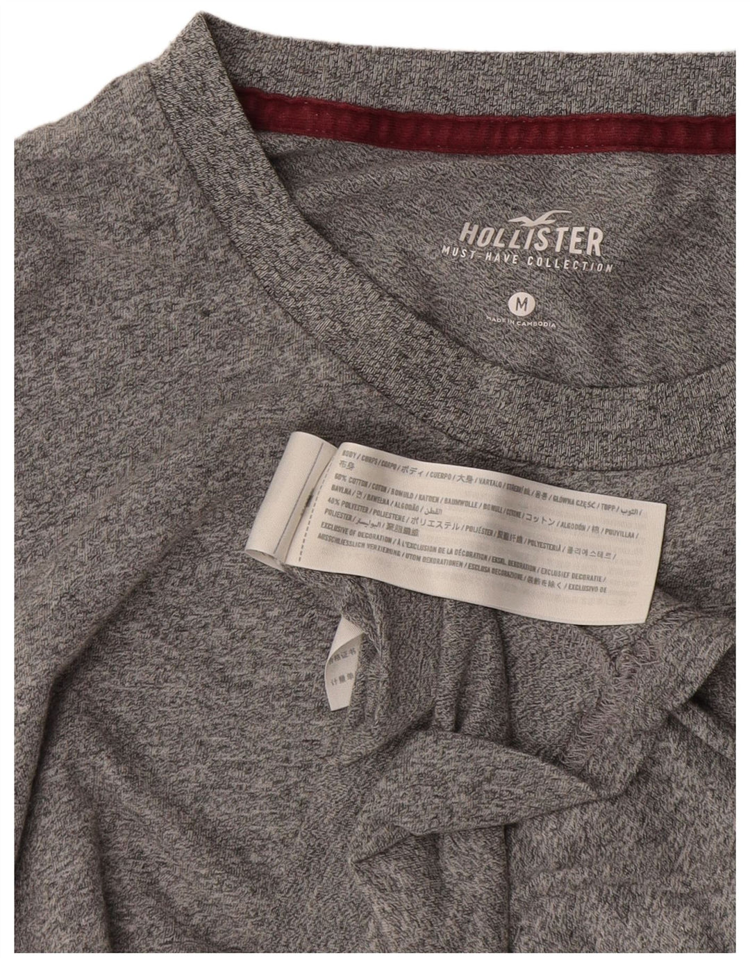 Hollister Herre T-shirt Top Medium Grey Flecked Bomuld