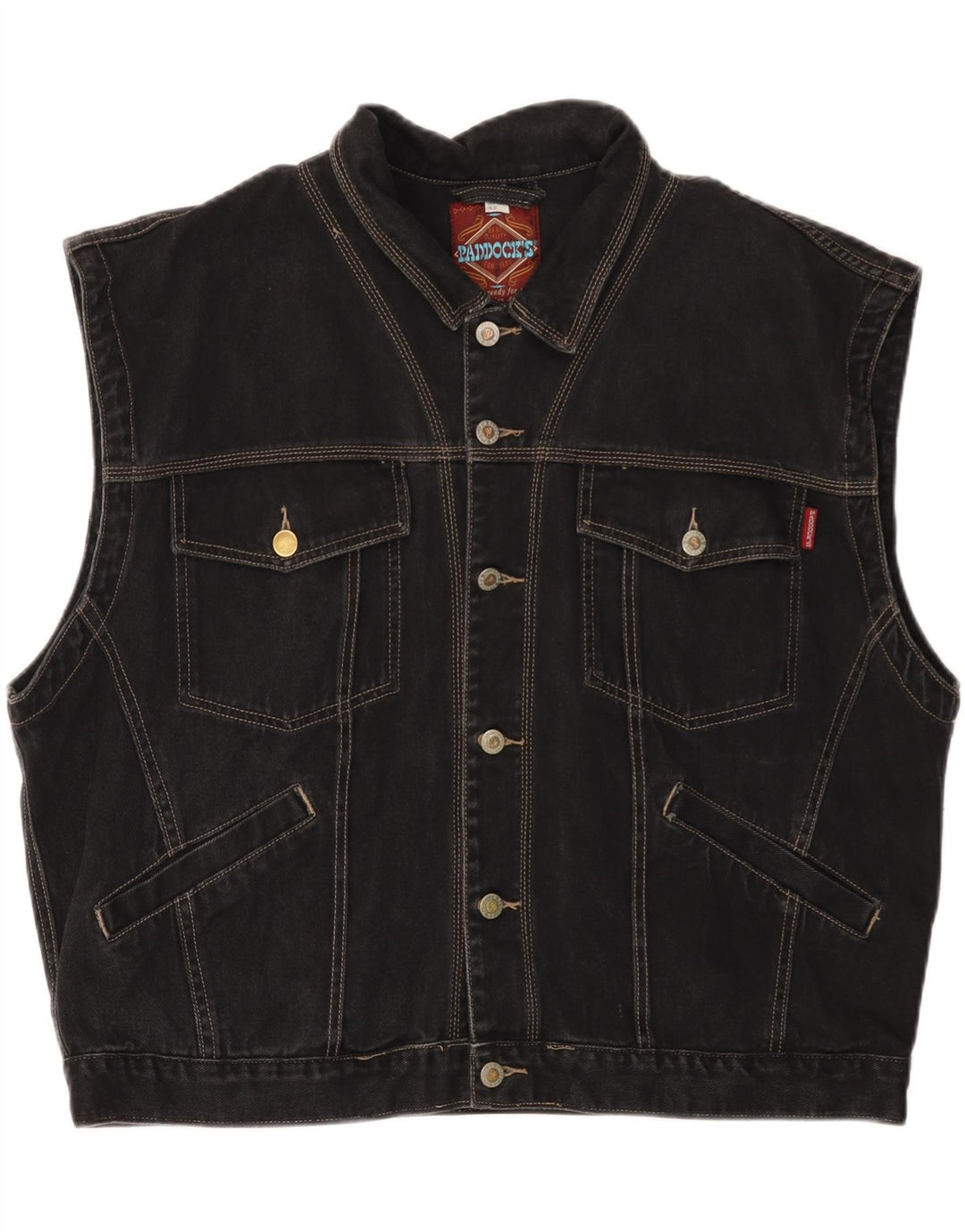 PADDOCK'S Herre Denim Gilet EU 48/50 XL Sort Bomuld