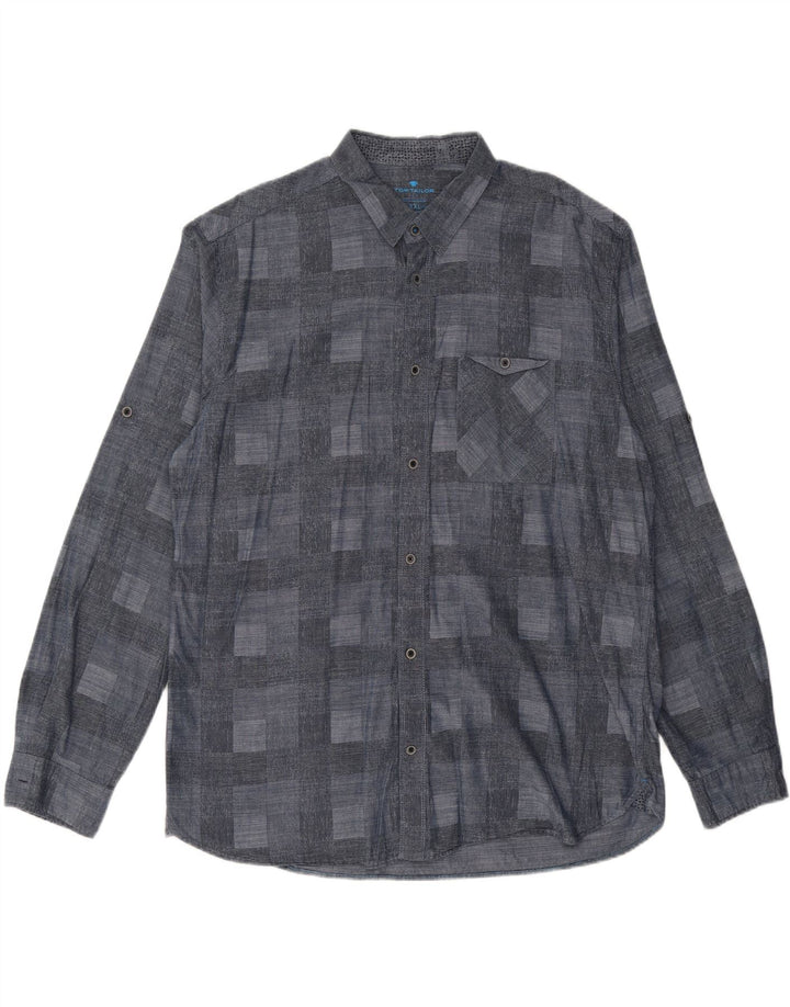 TOM TAILOR Herreskjorte 2XL Marineblå Geometrisk