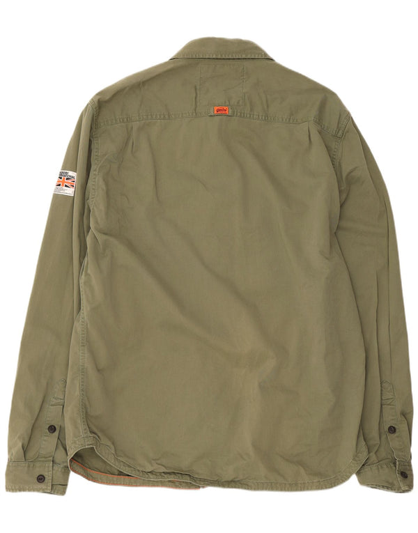 Superdry Militærskjorte til mænd 2XL Khaki Bomuld