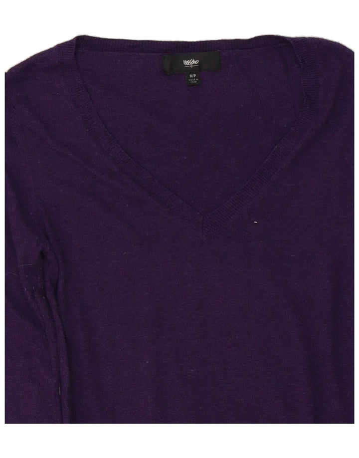 MOSSIMO Womens V-Neck Jumper Sweater UK 10 Small Purple Nylon Vintage Mossimo and Second-Hand Mossimo from Messina Hembry 