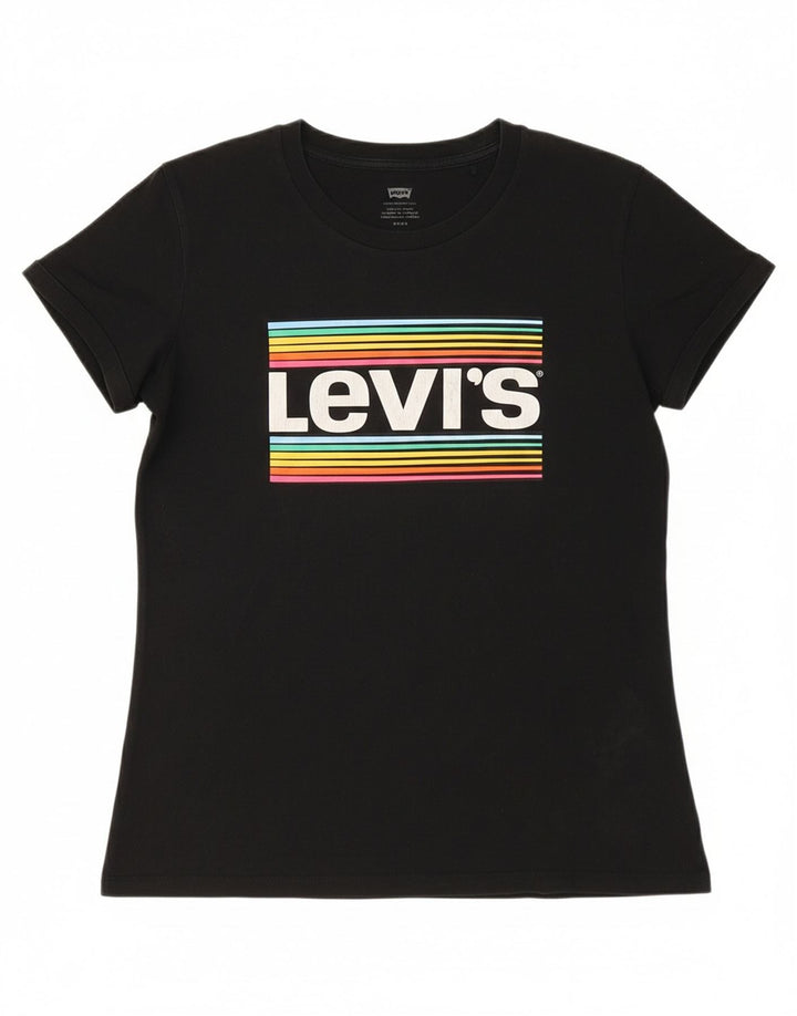 LEVI'S Womens Graphic T-Shirt Top UK 10 Small Black Cotton