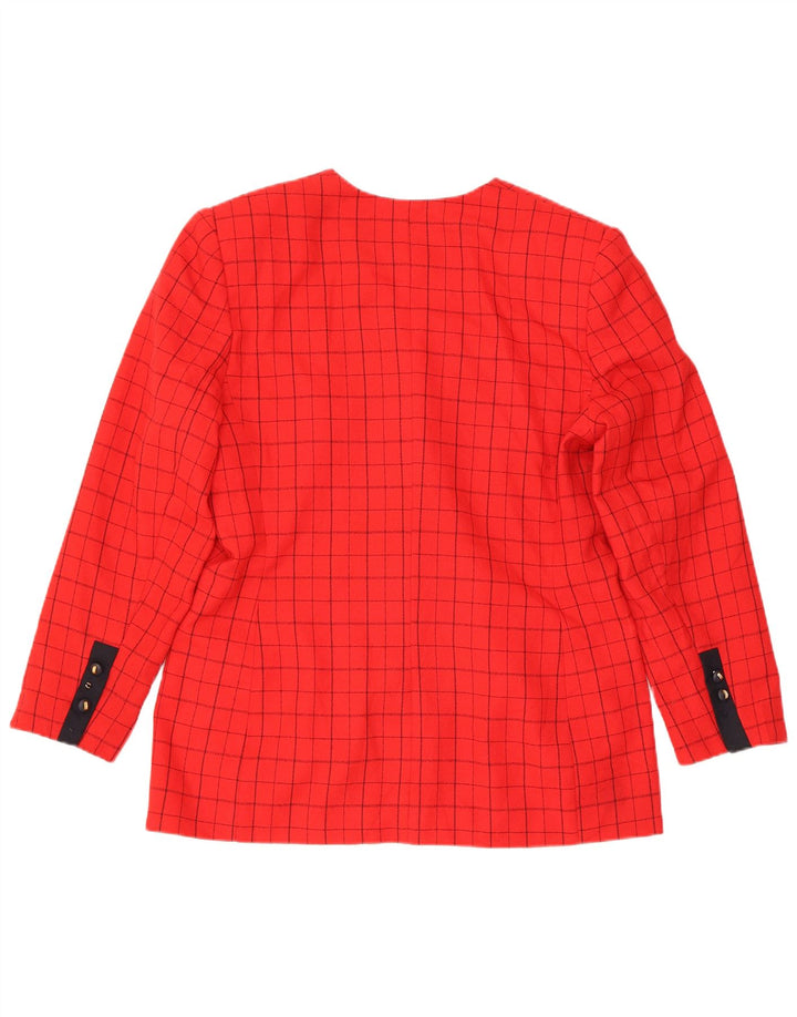 Vintage dame 4-knaps blazerjakke US 12 Stor rødternet polyester