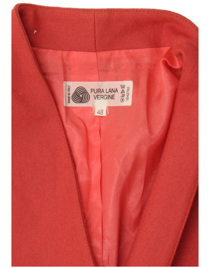 Vintage Dame Dobbeltradet Blazer Jakke IT 48 XL Pink Virgin Wool