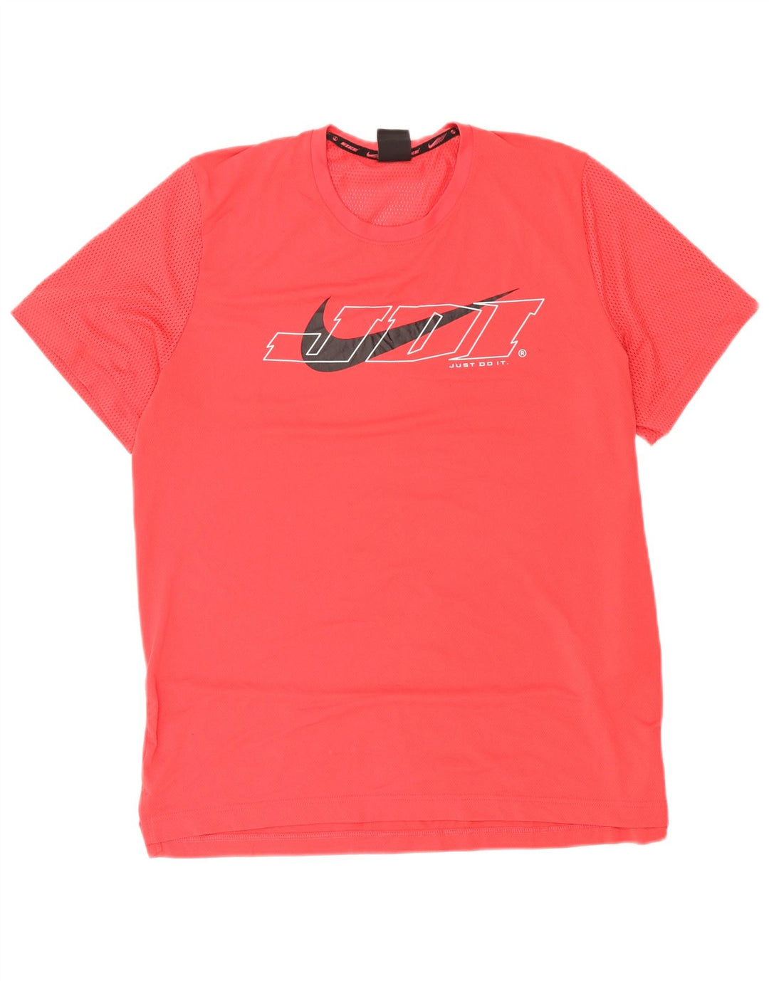 Nike Herre Dri Fit Standard Grafisk T-Shirt Top Stor Rød Polyester