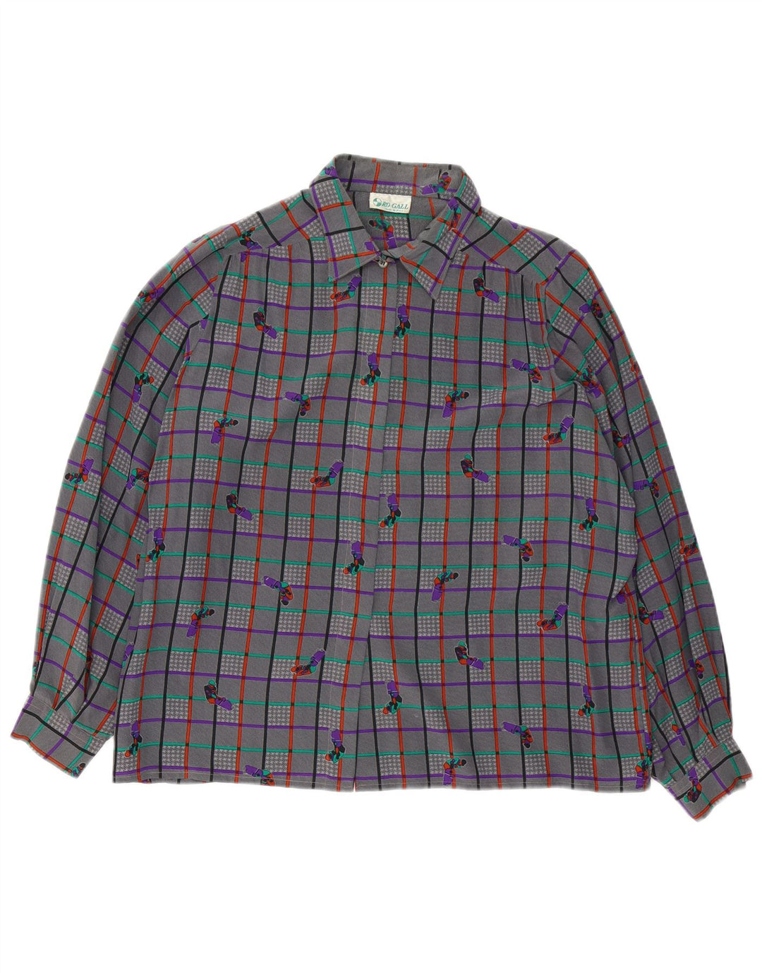 Vintage dameskjortebluse UK 18 XL grå ternet