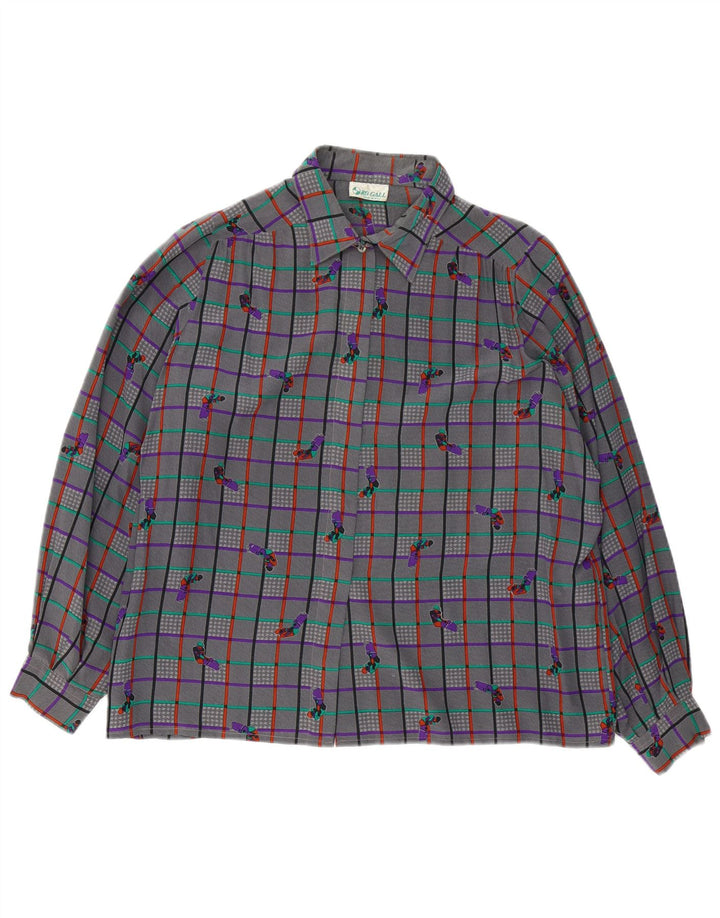 Vintage dameskjortebluse UK 18 XL grå ternet