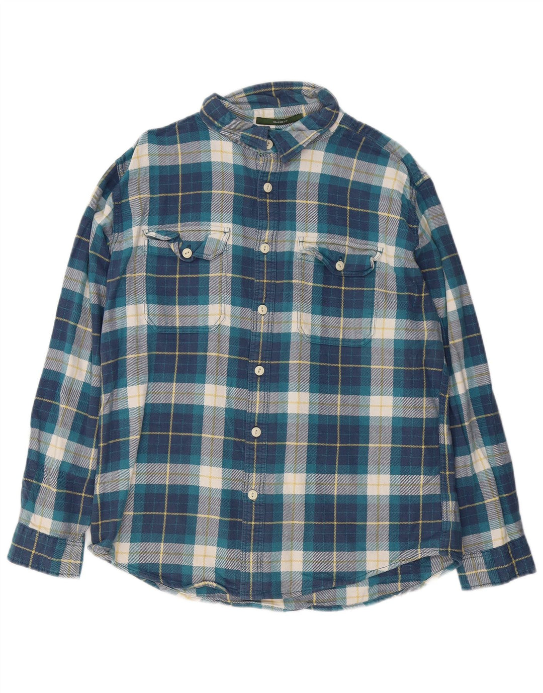 EDDIE BAUER Herre Classic Fit Flanellskjorte Stor blå plaid bomuld
