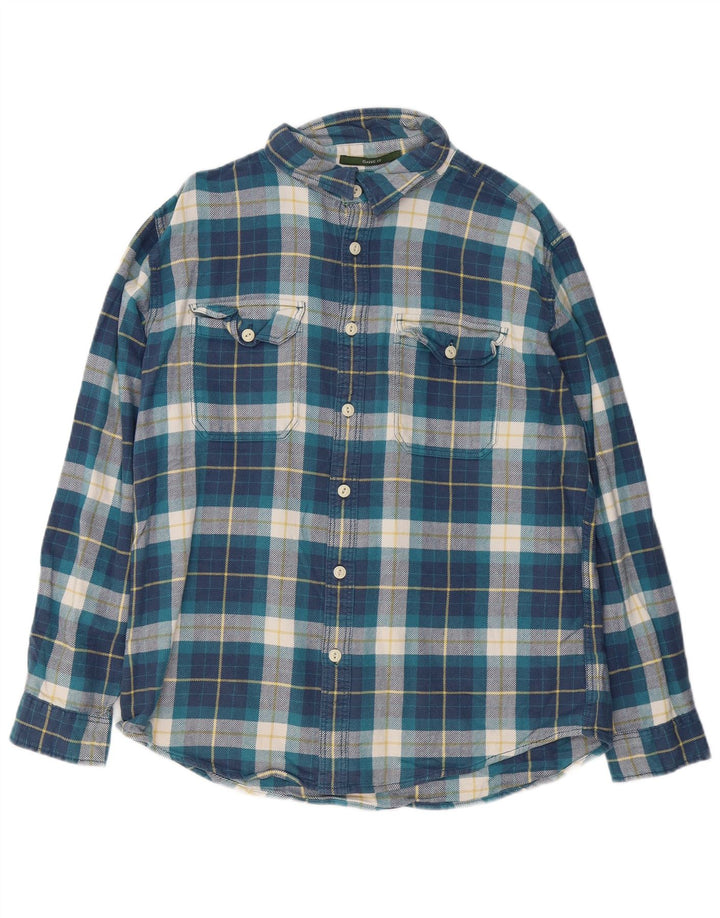 EDDIE BAUER Herre Classic Fit Flanellskjorte Stor blå plaid bomuld