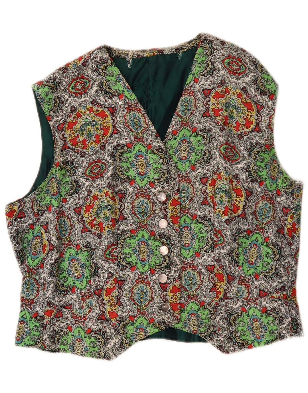 Vintage damevest UK 16 Stor flerfarvet Paisley