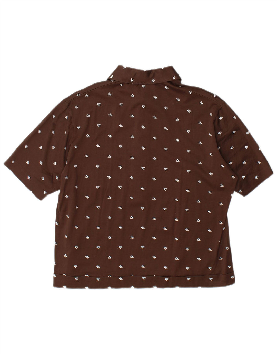 VINTAGE Dame Kortærmet Pullover Shirt IT 52 2XL Brun Geometrisk