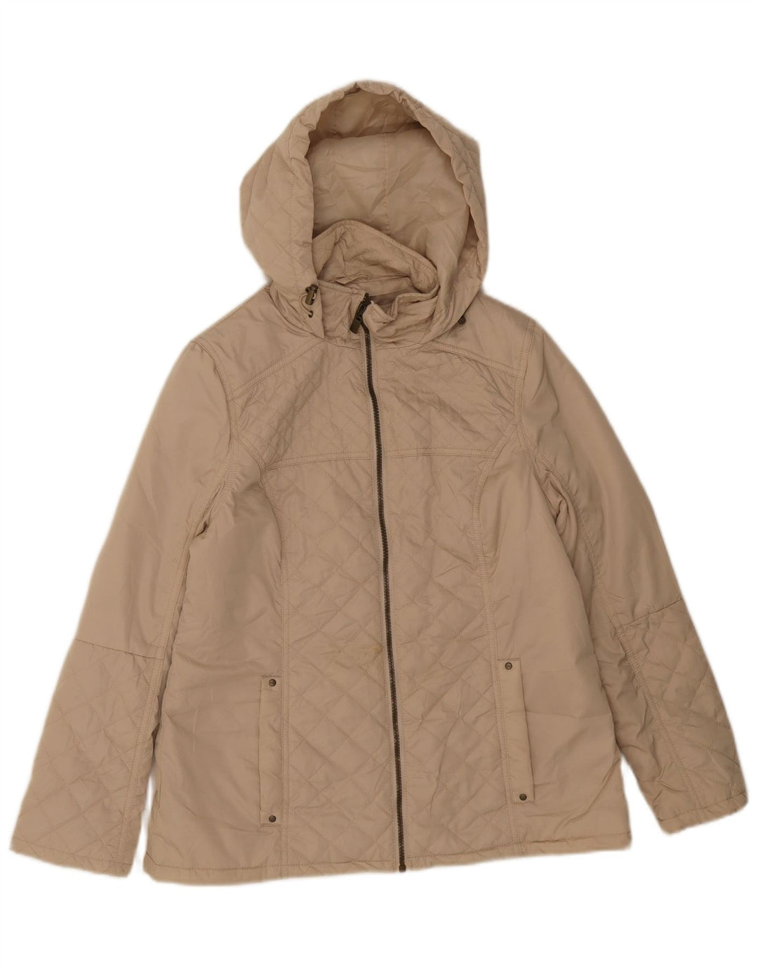 Marks & Spencer Dame Hætte Quiltet Jakke UK 12 Medium Beige