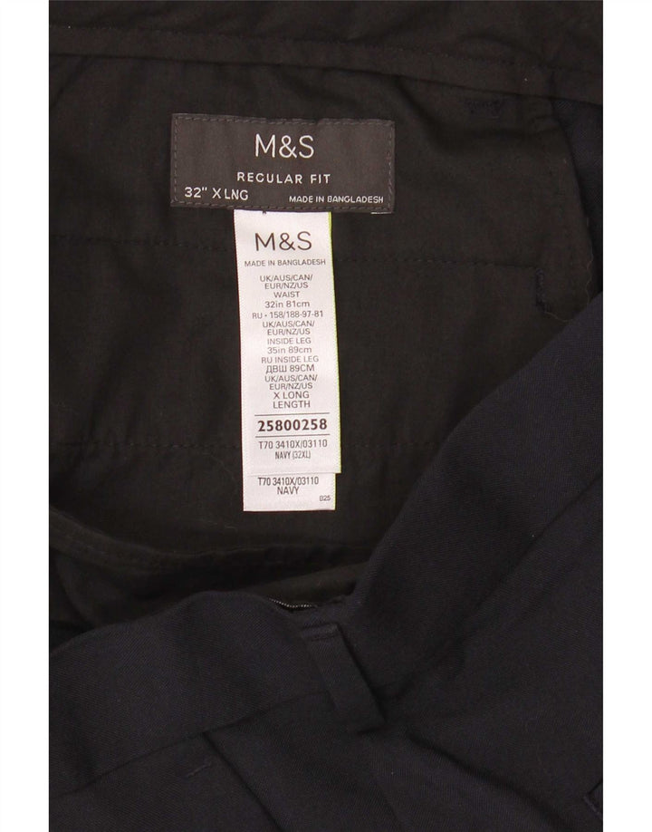 Marks & Spencer Herre Regular Fit Chinobukser W32 L35 Marineblå polyester