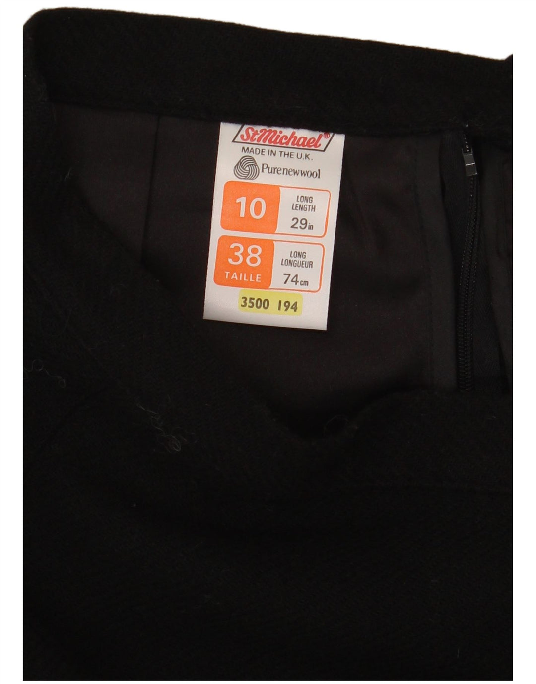 St Michael Dame A-Line nederdel UK 10 Small W24 Black Wool