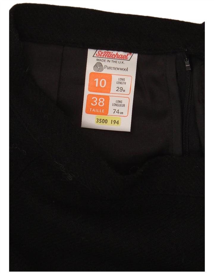 St Michael Dame A-Line nederdel UK 10 Small W24 Black Wool