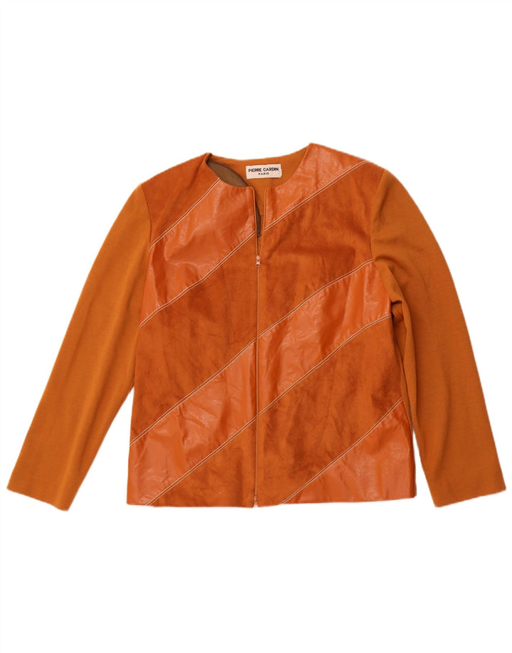 PIERRE CARDIN Dame cardigan sweater UK 14 Medium Brown Patchwork Uld