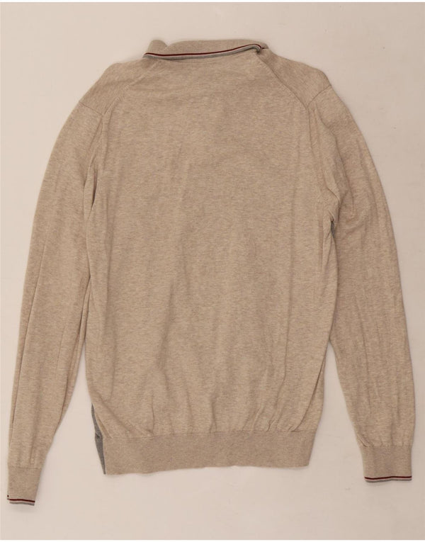 Marks & Spencer Herre Polo Neck Jumper Sweater Medium Beige Colourblock
